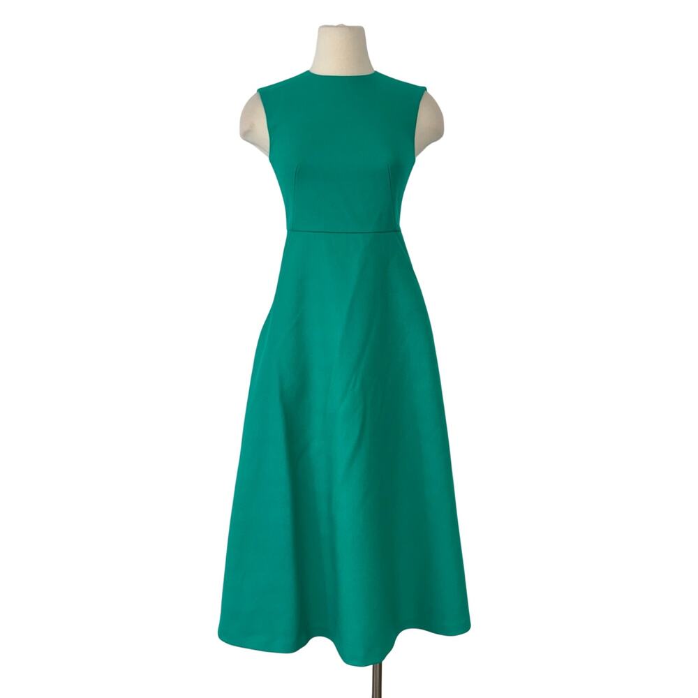 Rochas Paris Sleeveless Wool Blend Midi Dress A-Line Green 38 (US 2/XS)